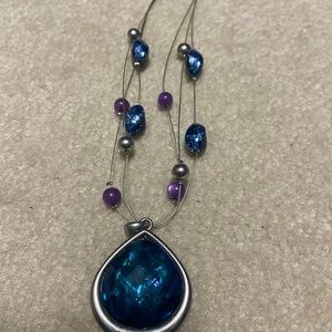 Blue and purple beaded necklace